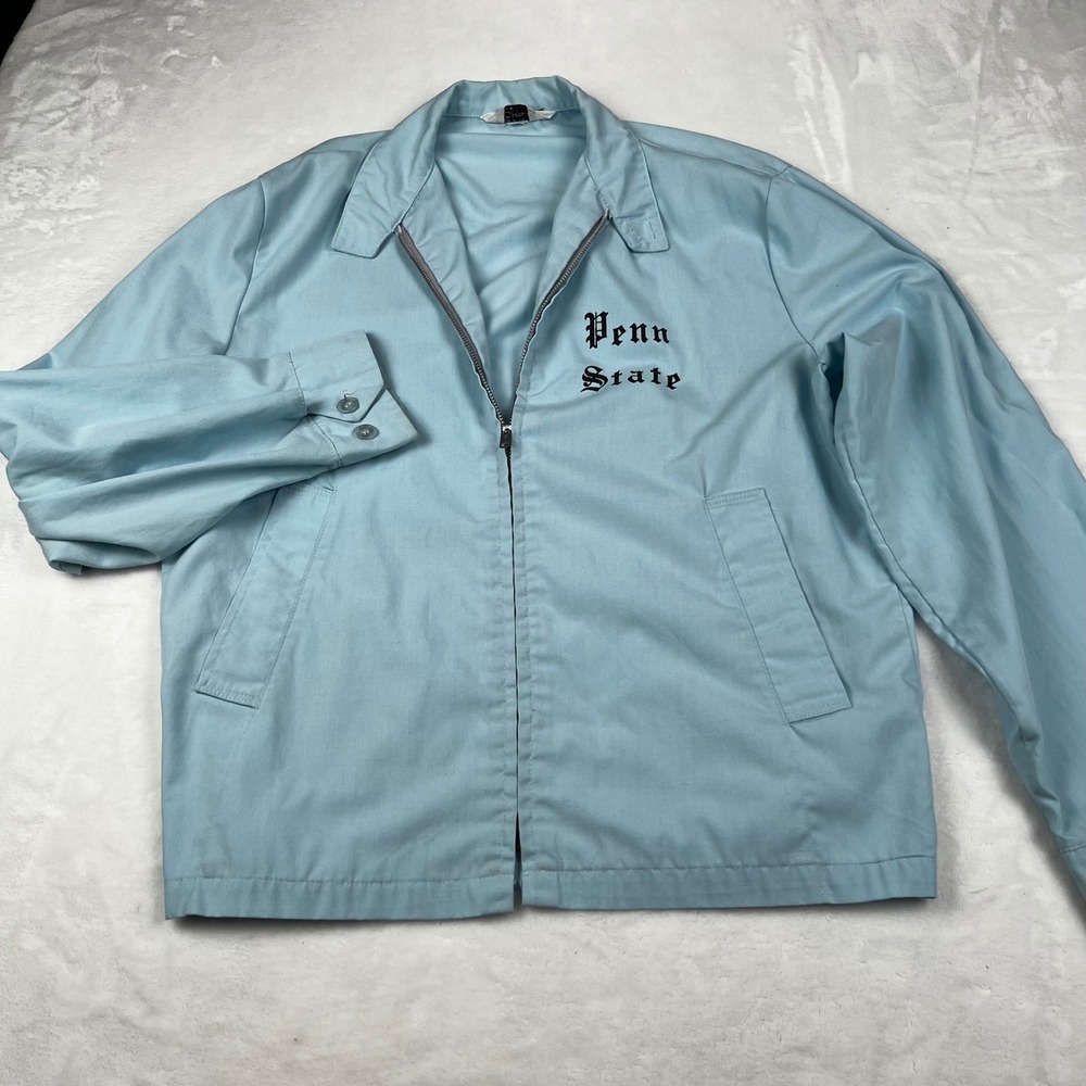 Vintage Distinctive Sportswear Penn State Jacket Blue Zip Up Work Coat USA Made